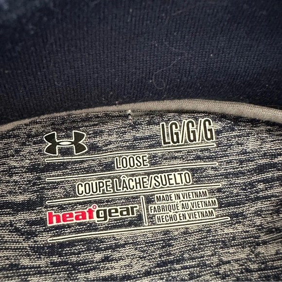 Under Armour Mens Large Loose Fit Quarter Zip Pullover Shirt Blue Heat Gear - Picture 4 of 4